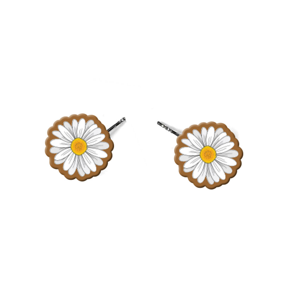 Cercei handmade floare cu tortite de otel inoxidabil, 12 mm