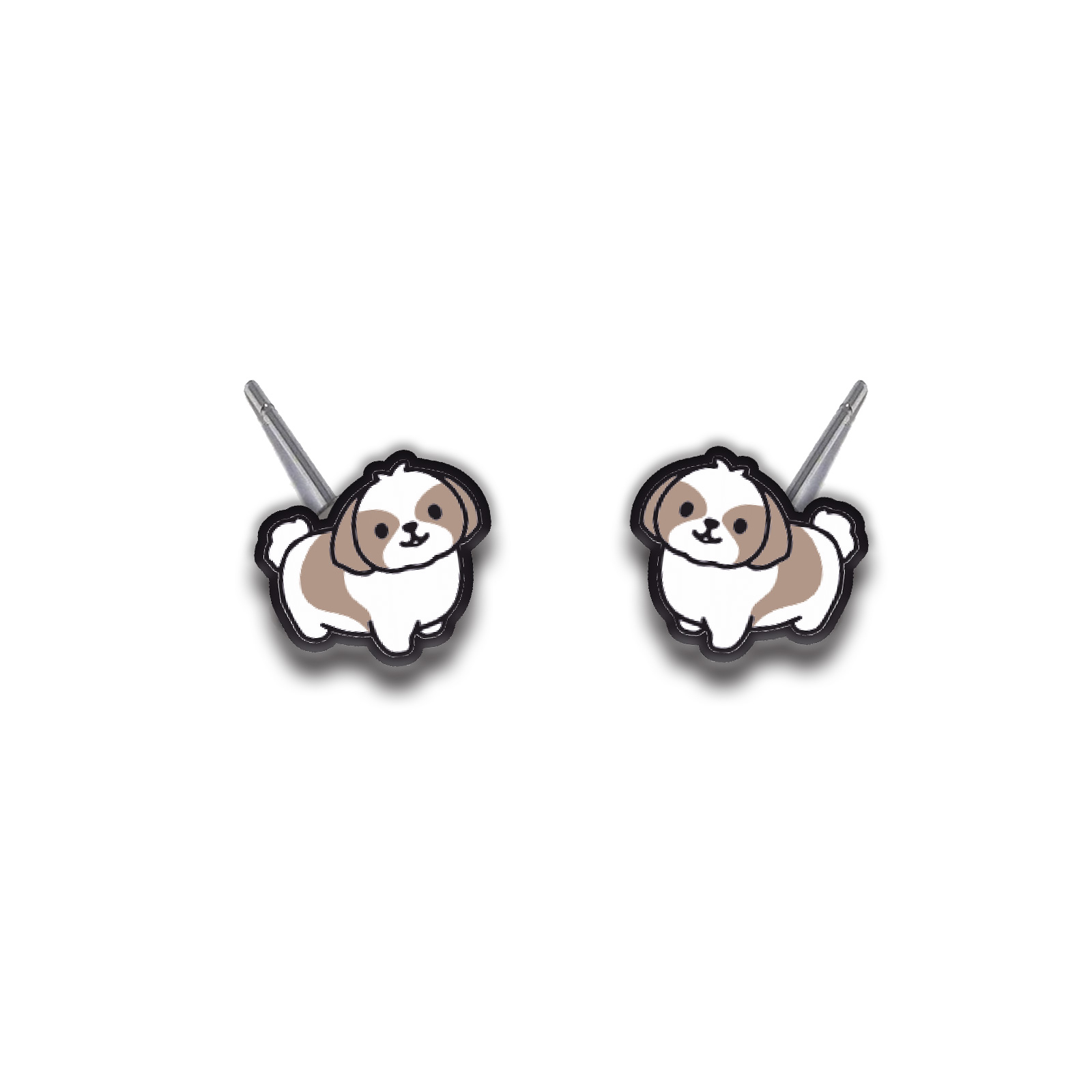 Cercei handmade Poodle cu tortite de otel inoxidabil, 12mm