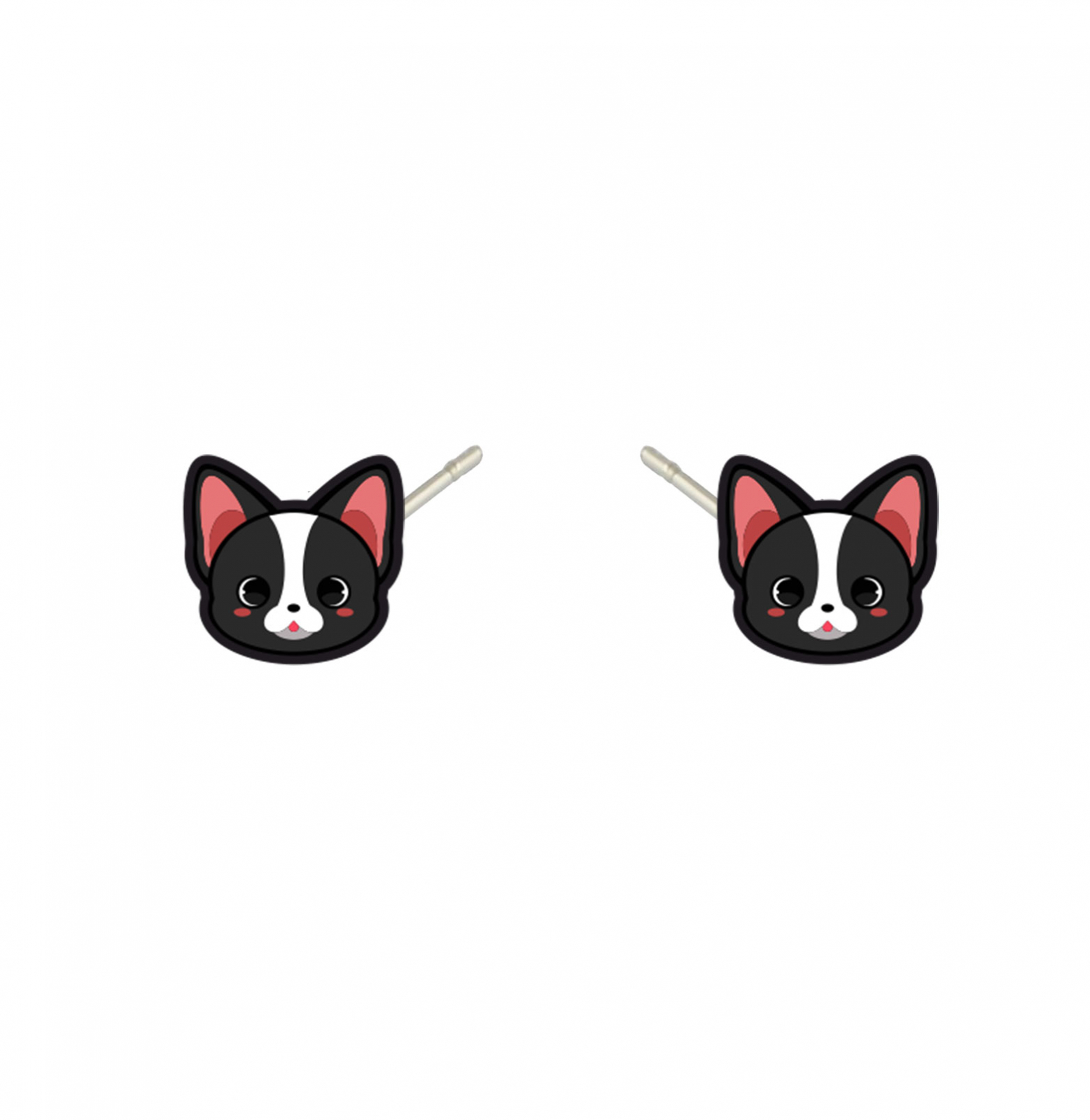 Cercei handmade bulldog cu tortite de otel inoxidabil, 12mm