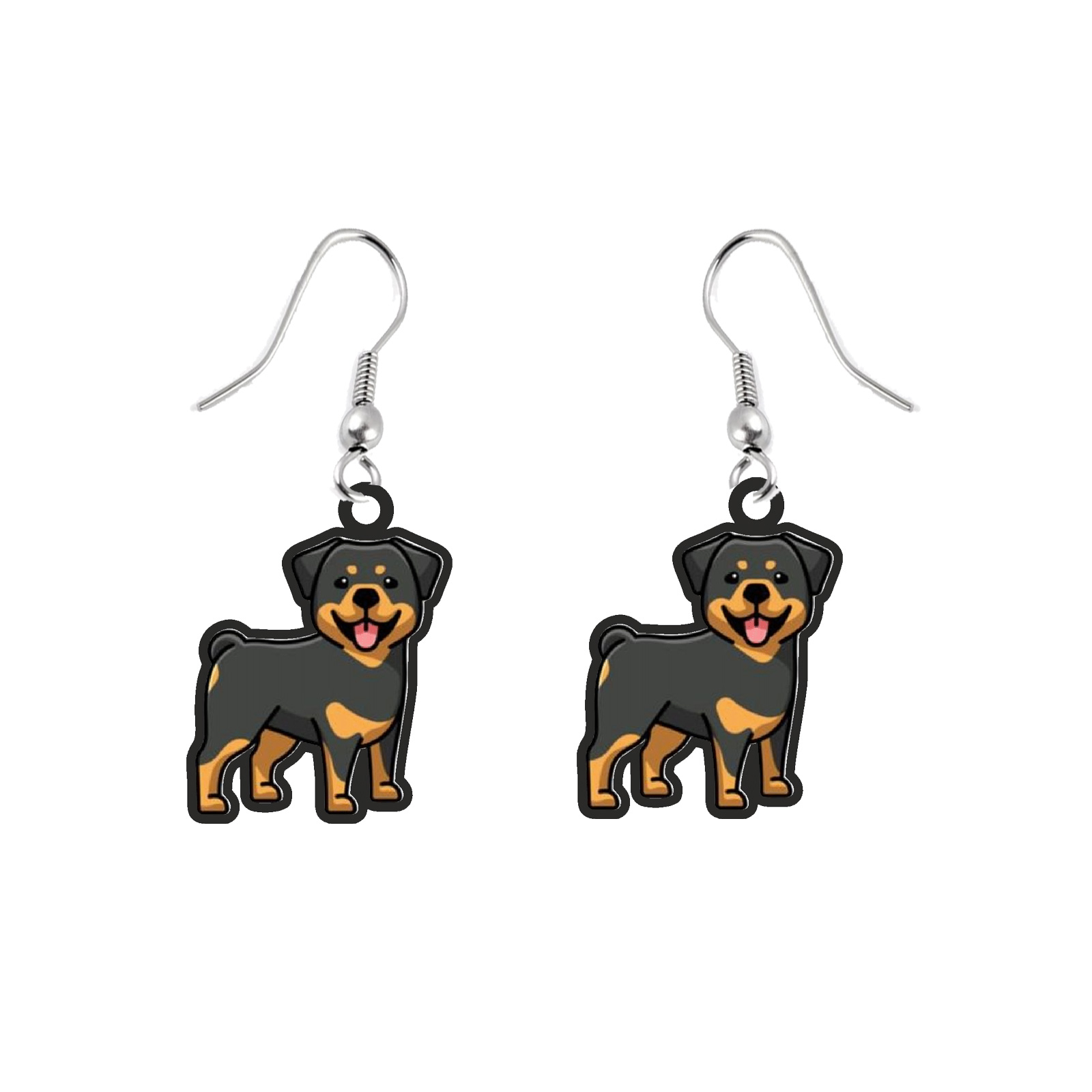 Cercei handmade Rottweiller cu tortite de otel inoxidabil, 30 mm