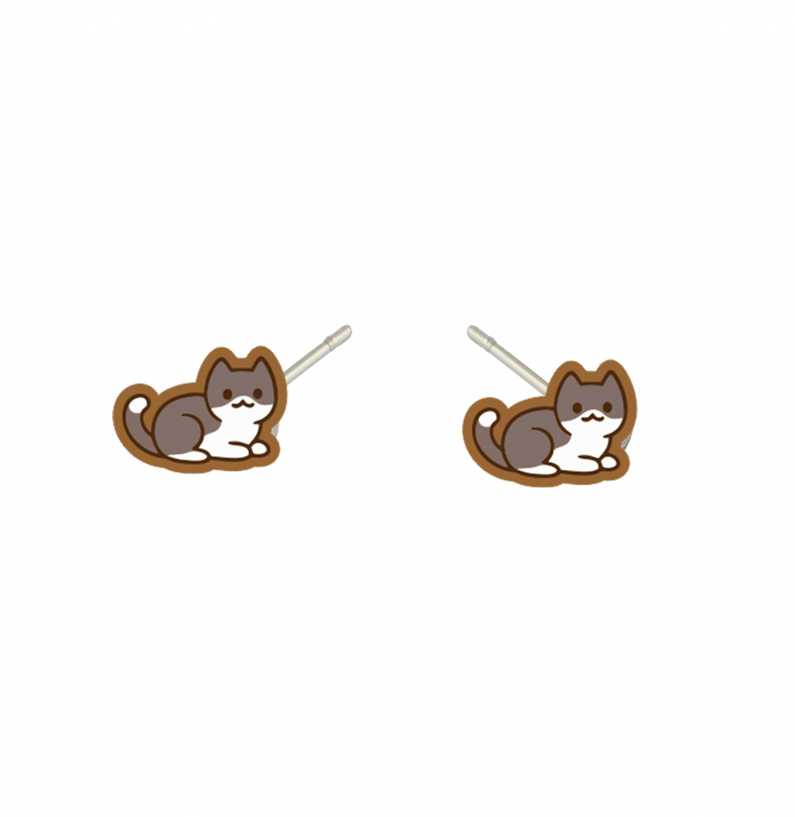 Cercei handmade Cats Gray cu tortite de otel inoxidabil, 12mm