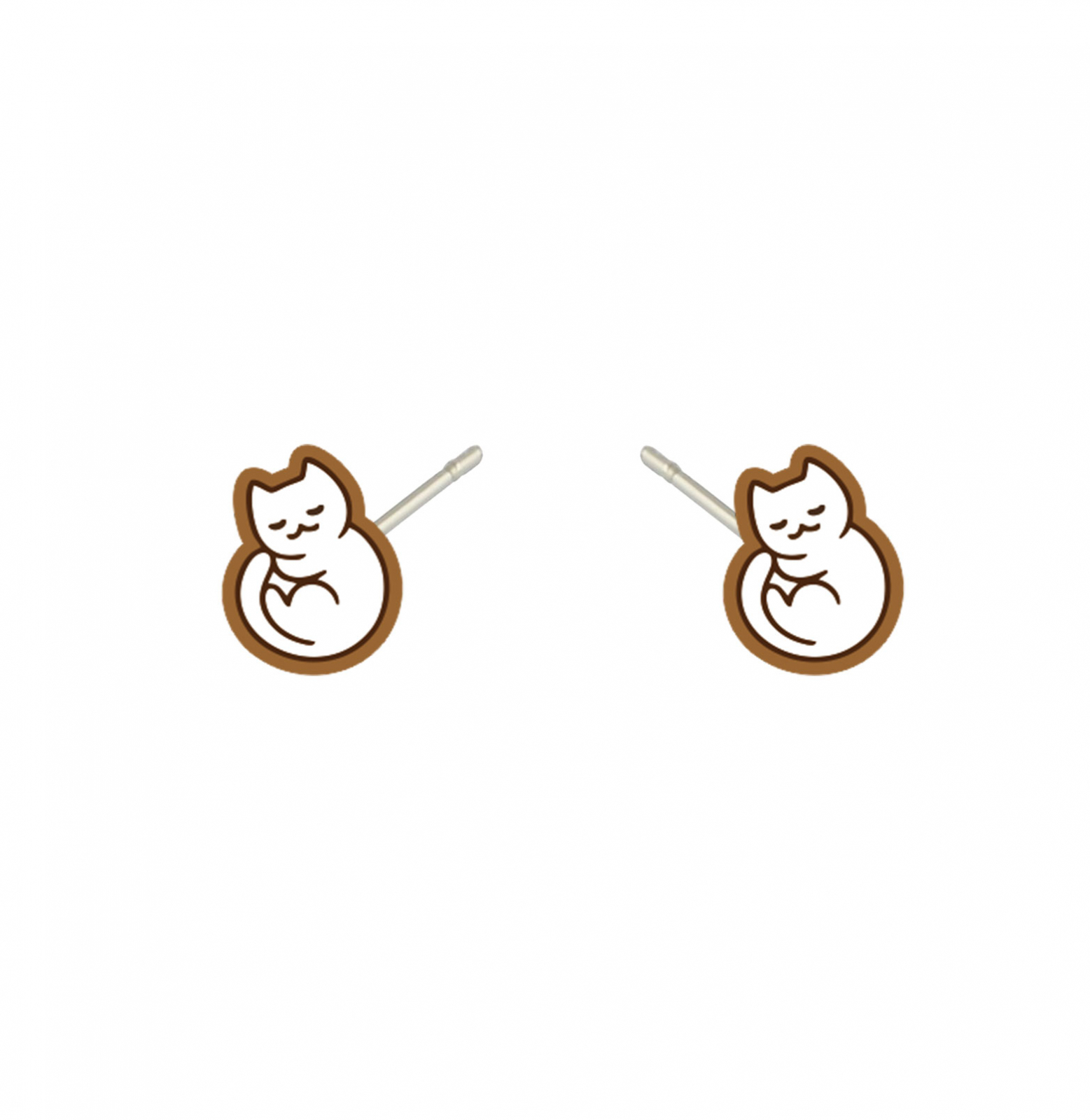 Cercei handmade Cats White cu tortite de otel inoxidabil, 12mm