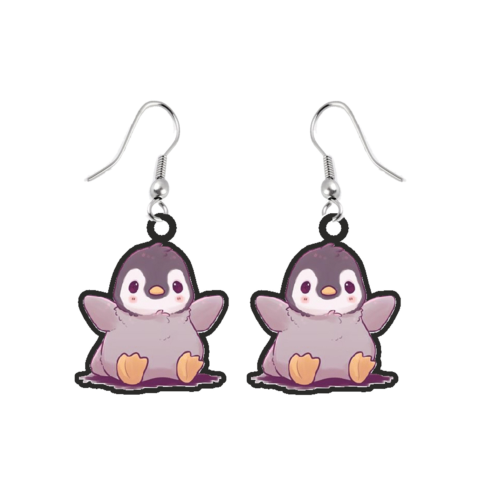 Cercei handmade Pinguini cu tortite de otel inoxidabil, 40mm