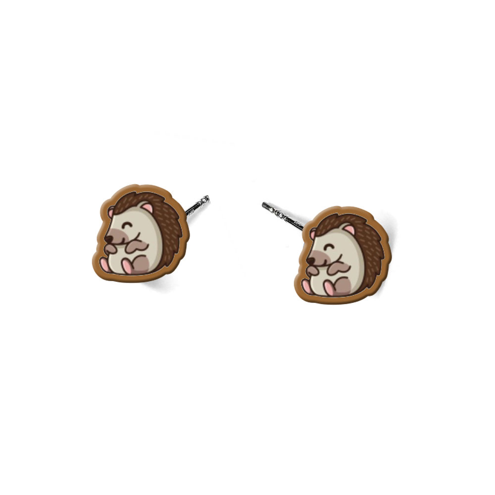 Cercei handmade arici fericit cu tortite de otel inoxidabil, 12 mm