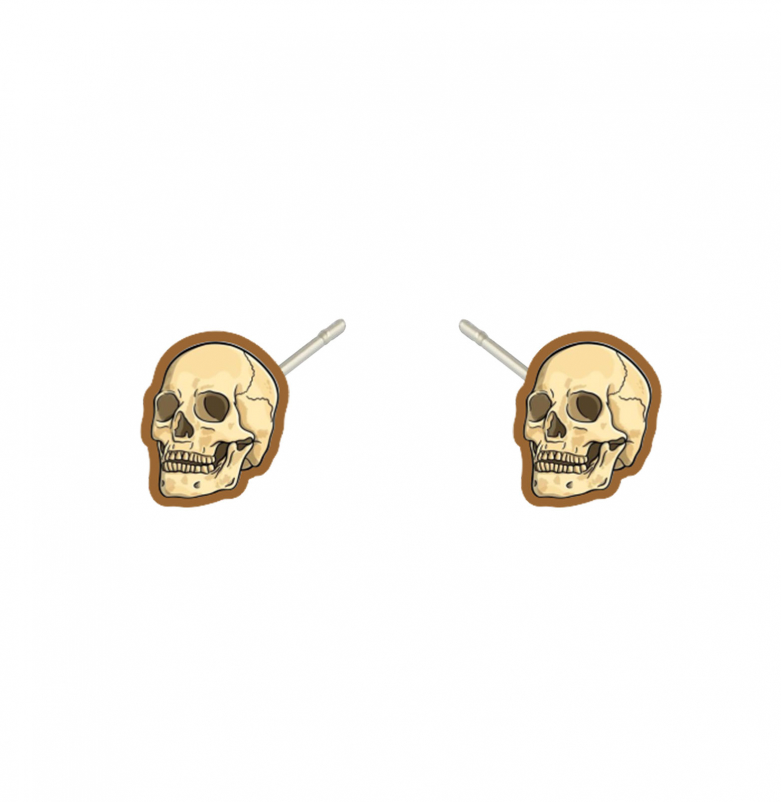 Cercei handmade Craniu cu tortite de otel inoxidabil, 12mm