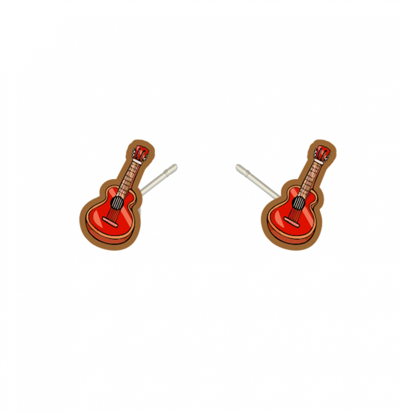 Cercei handmade chitara cu tortite de otel inoxidabil, 12mm