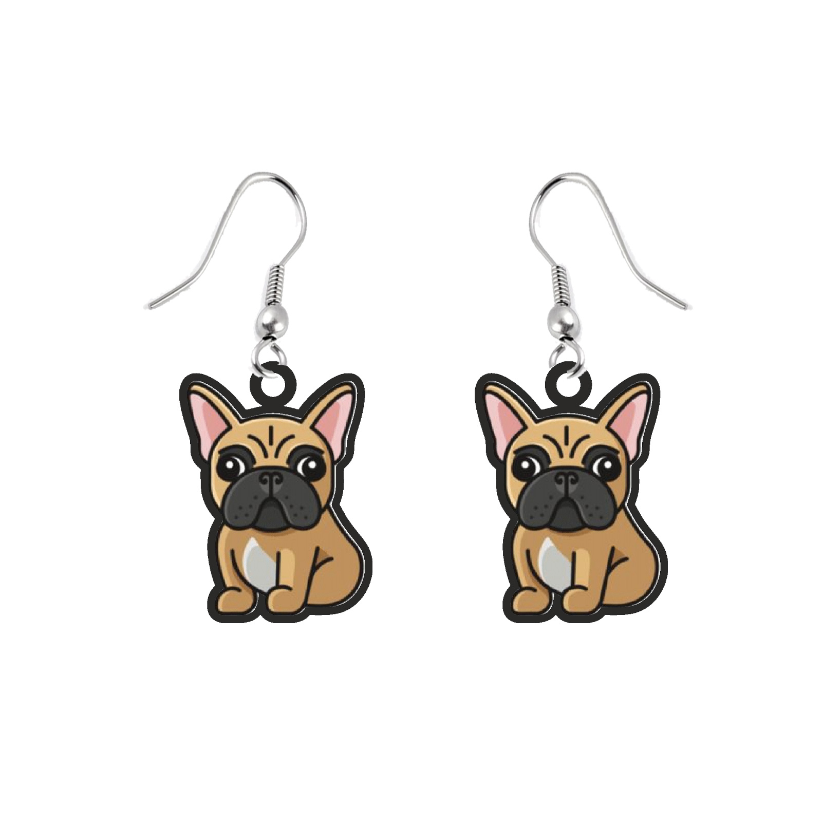 Cercei handmade Bulldog cu tortite de otel inoxidabil, 30 mm