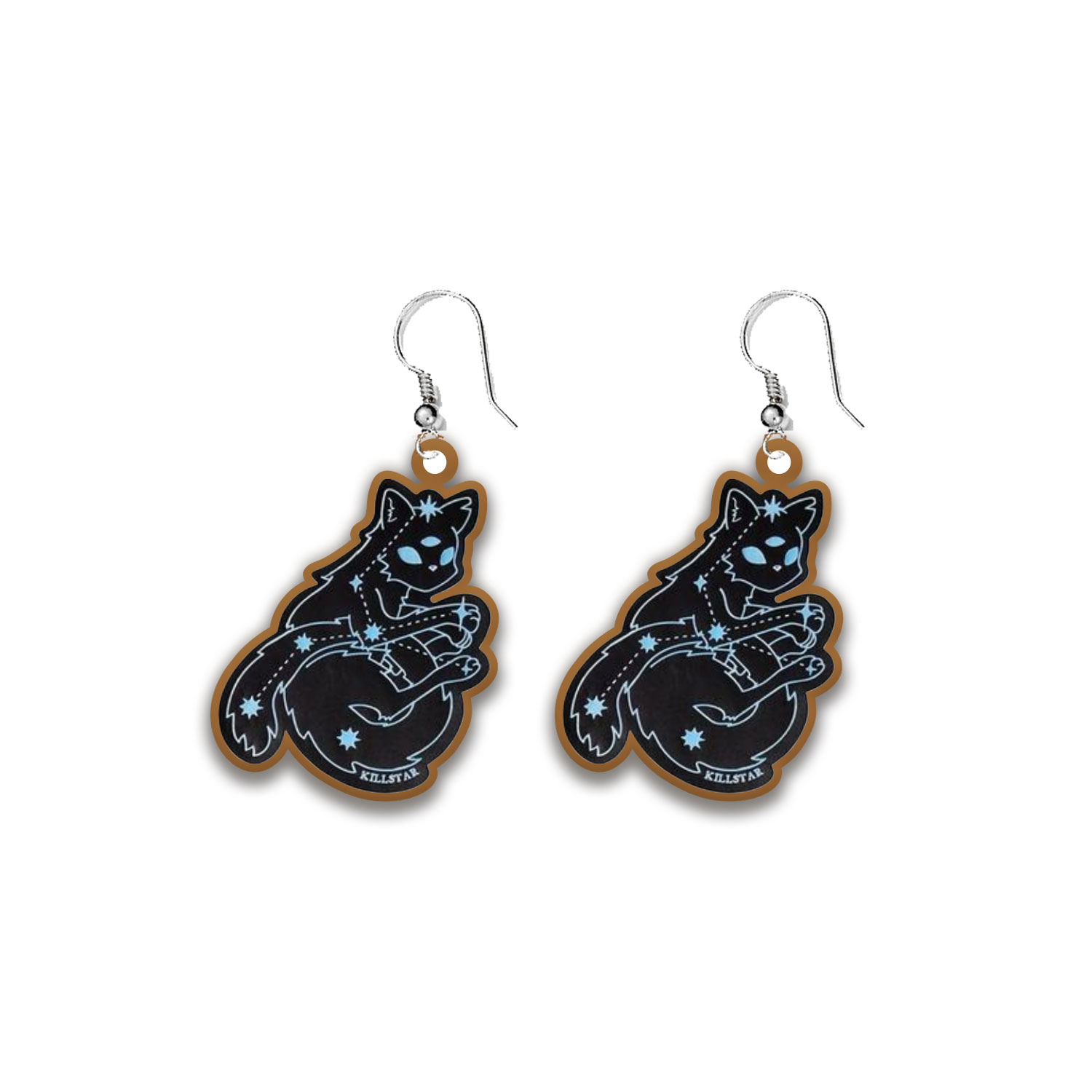 Cercei handmade Black cat cu tortite de otel inoxidabil, 40mm