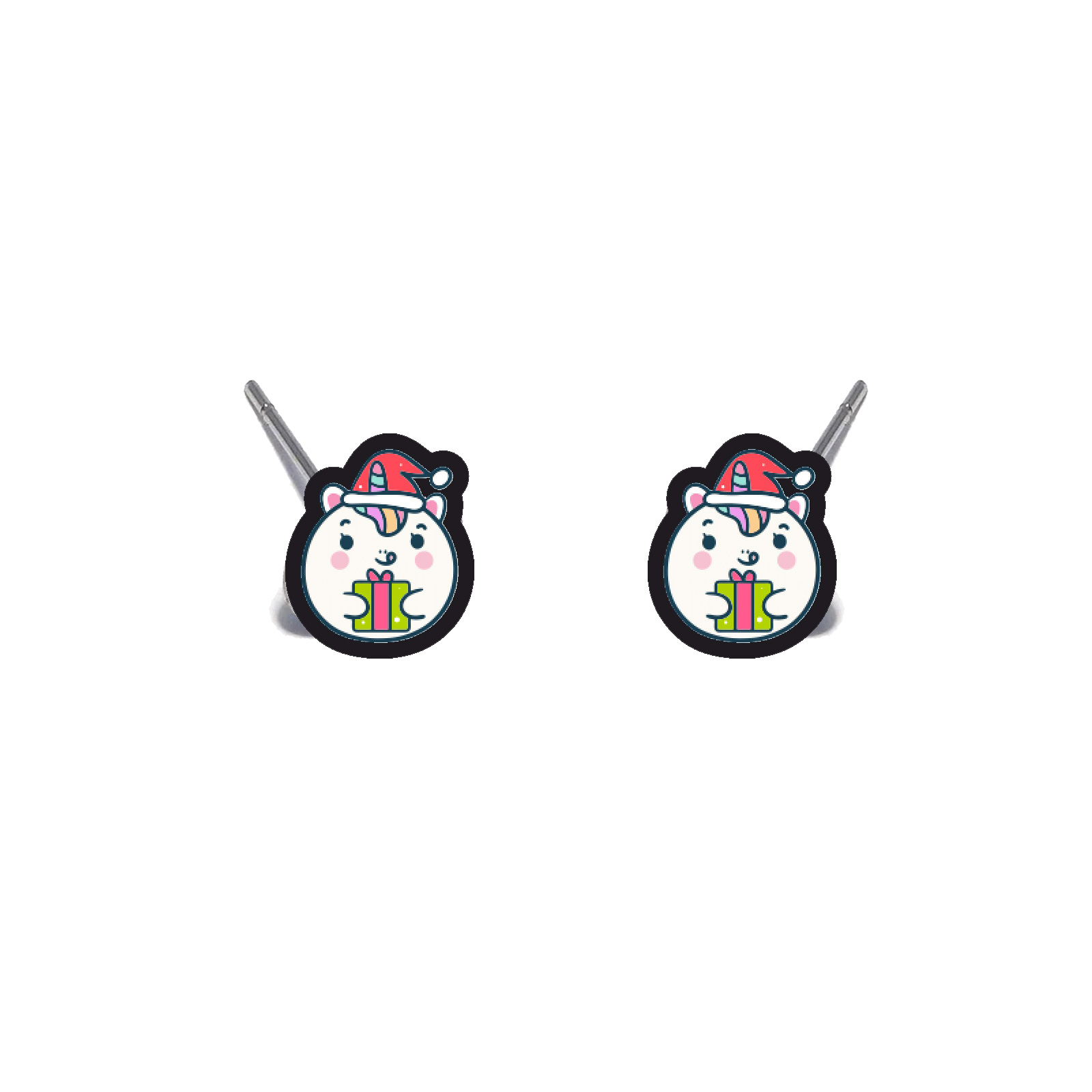 Cercei handmade Snowman unicorn cu tortite de otel inoxidabil, 12mm