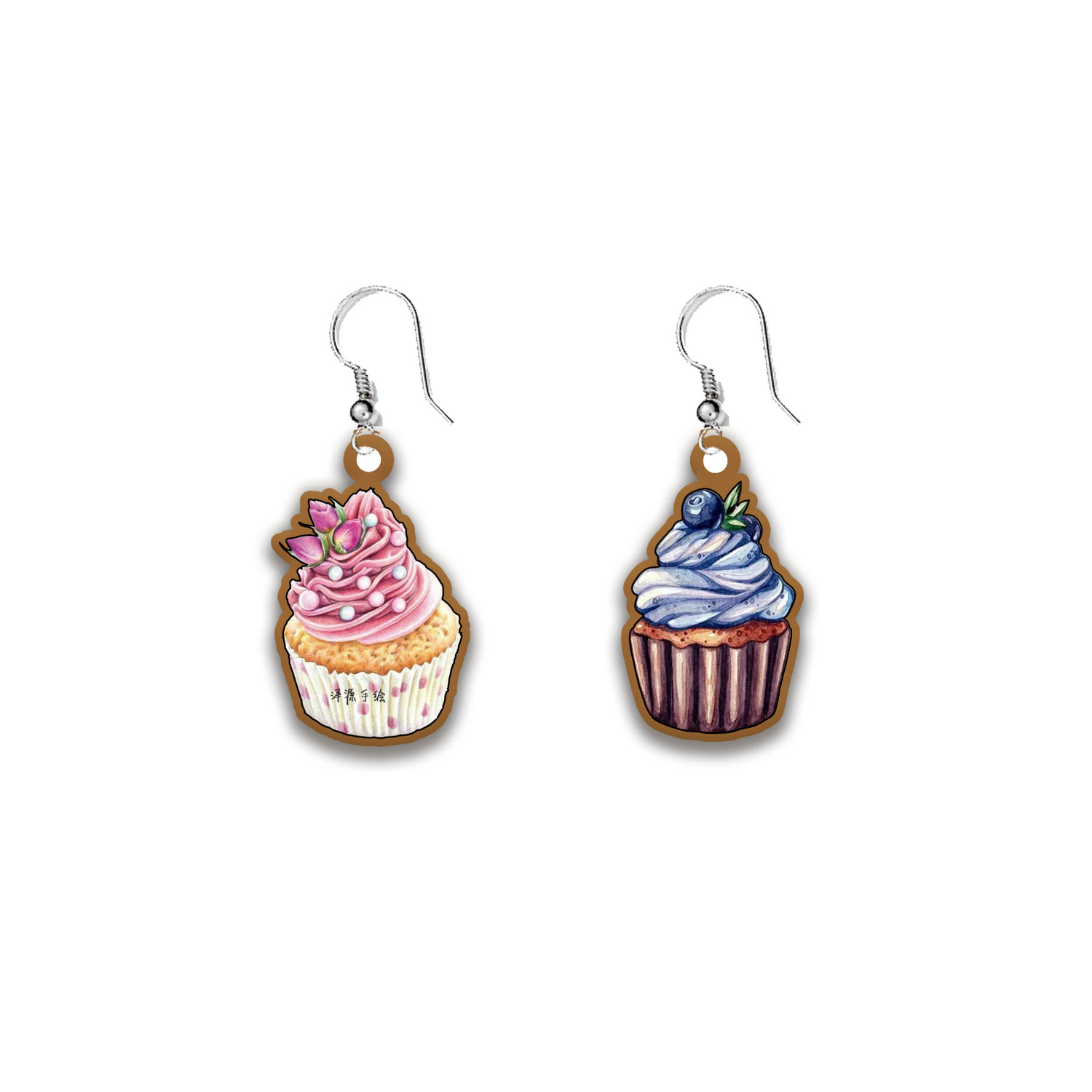 Cercei handmade Muffin cu tortite de otel inoxidabil, 40mm