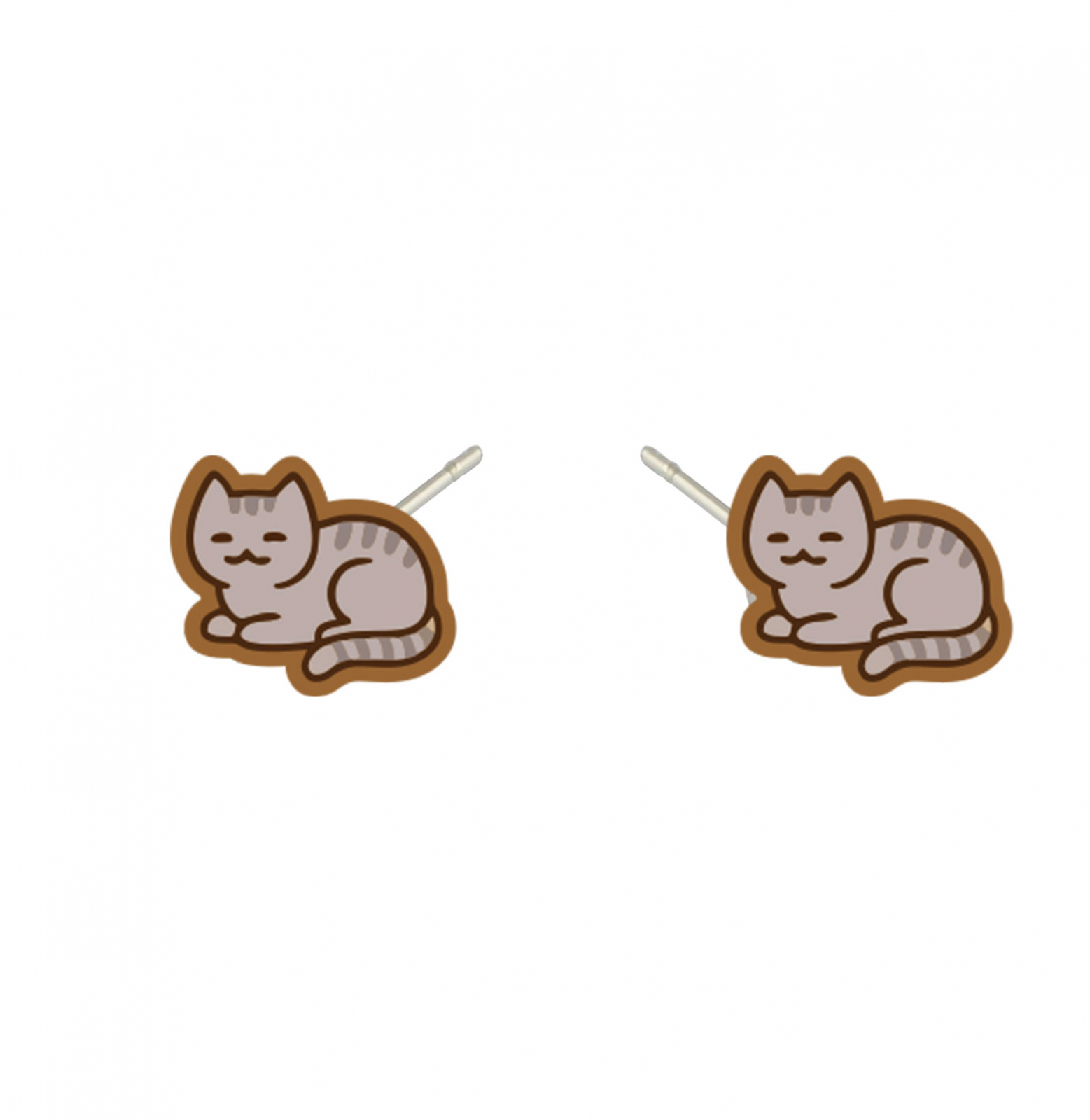Cercei handmade Cats Gray cu tortite de otel inoxidabil, 12mm