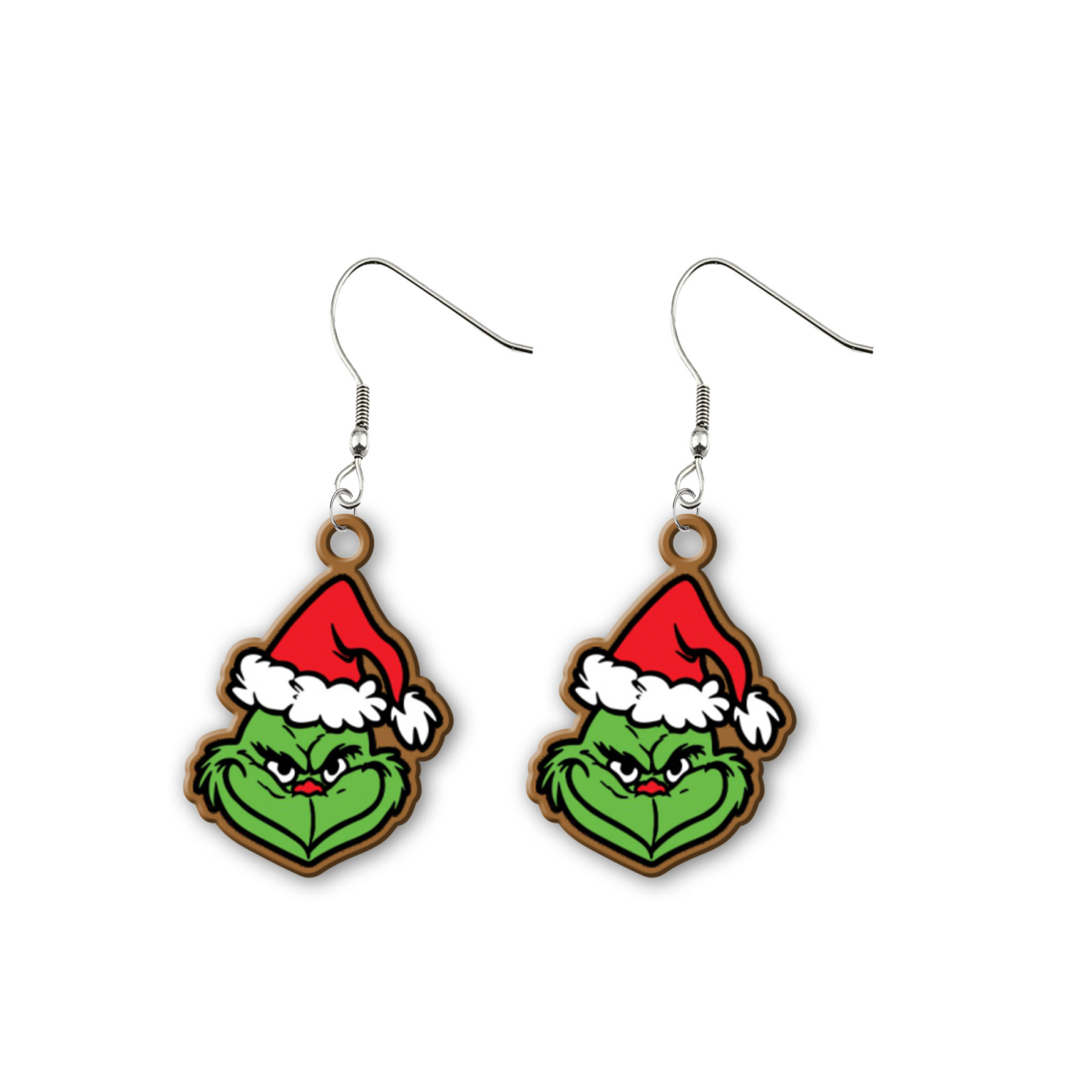 Cercei handmade Grinch cu tortite de otel inoxidabil, 30 mm