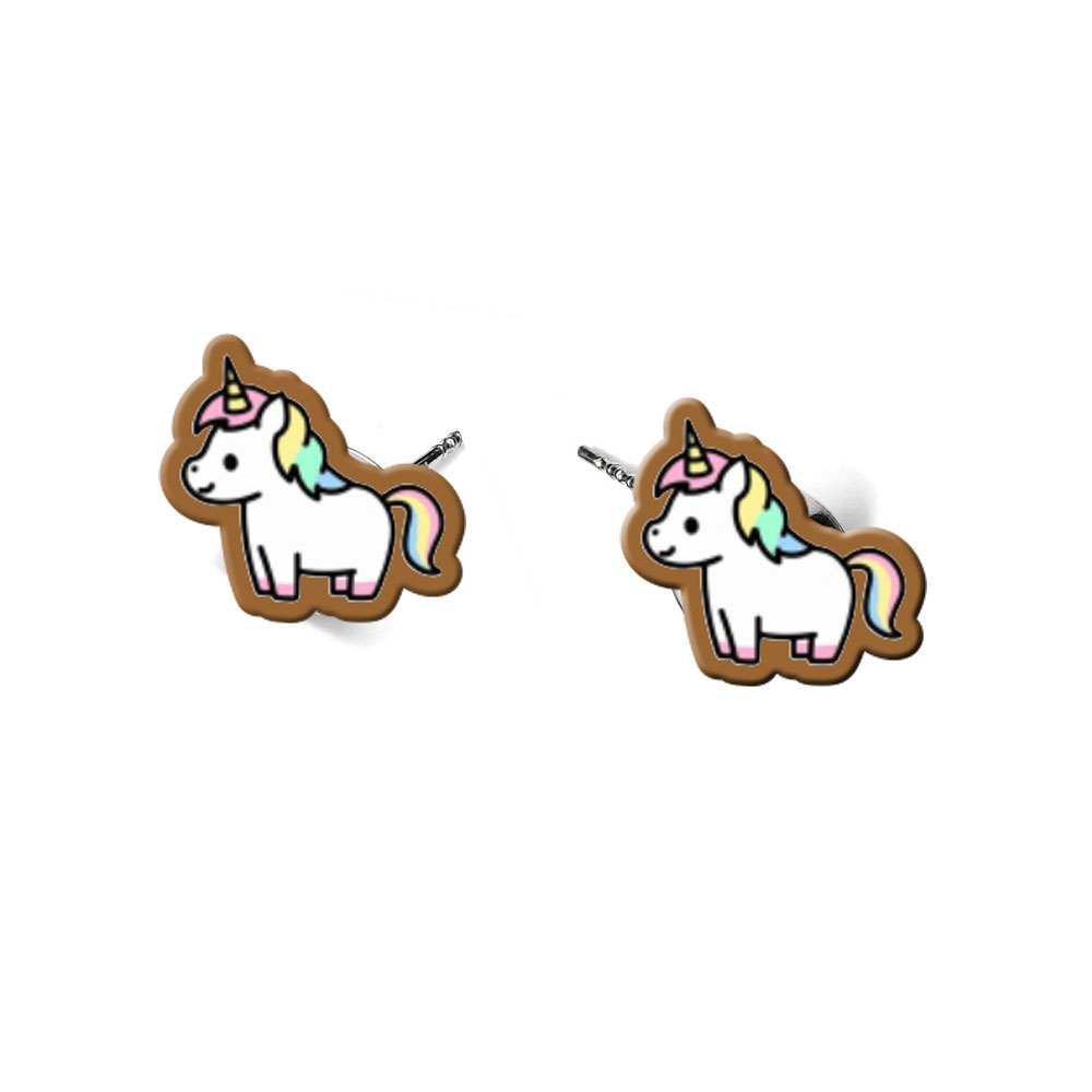 Cercei handmade unicorni cu tortite de otel inoxidabil, 12 mm