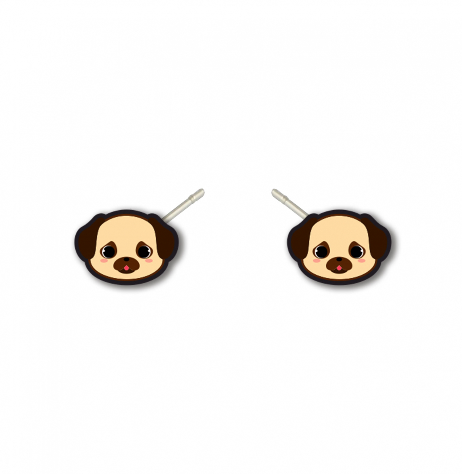 Cercei handmade pug cap cu tortite de otel inoxidabil, 12mm