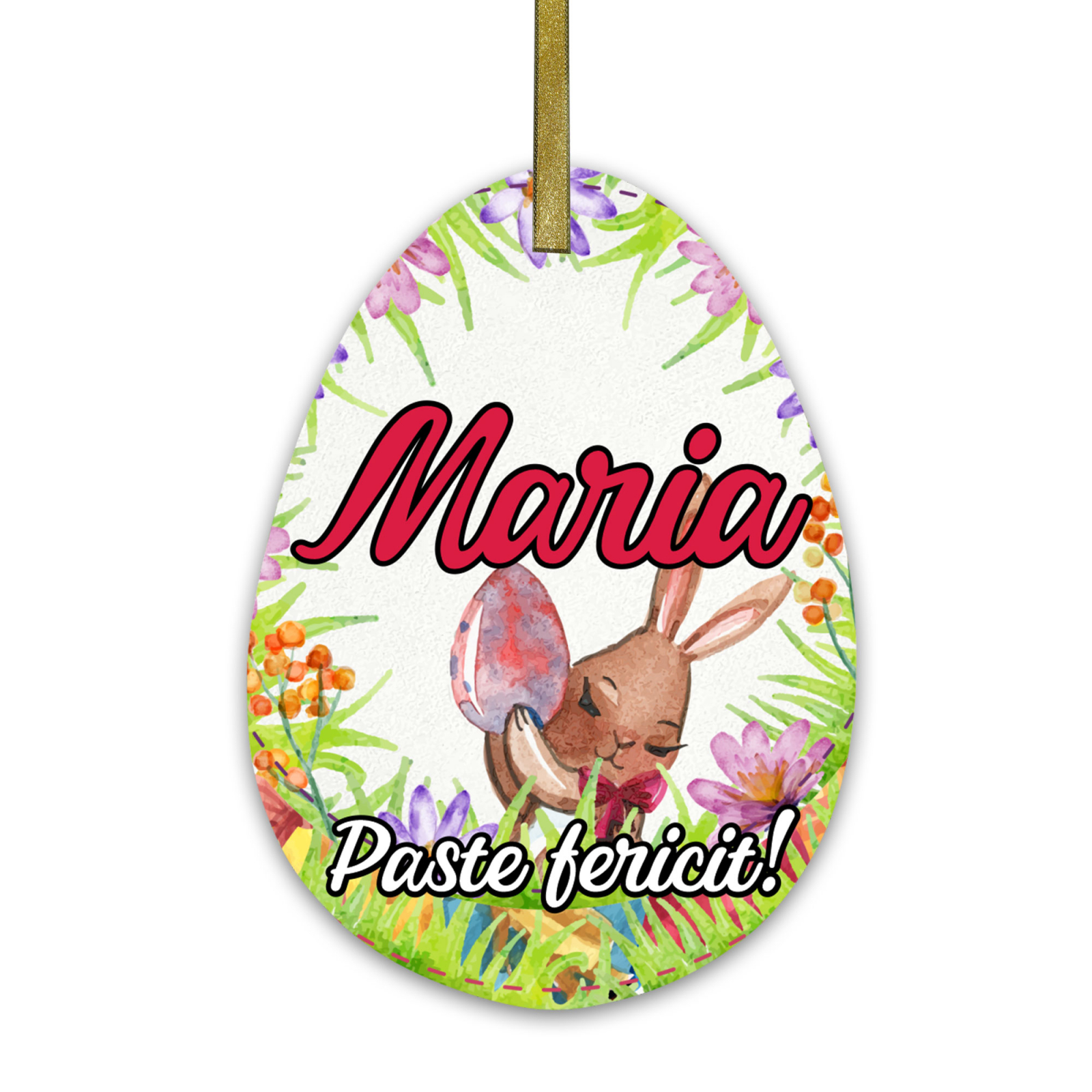 Decoratiuni Paste personalizate cu nume model iepuras cu ou