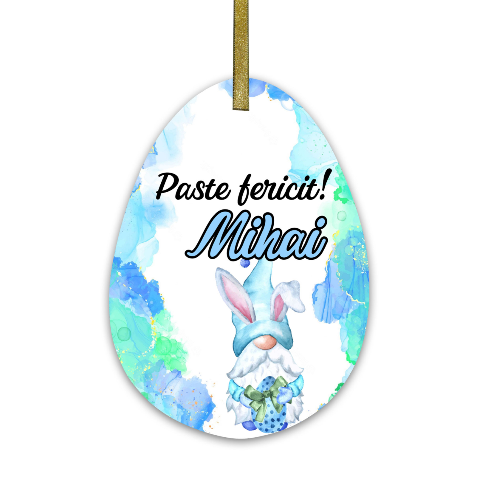 Decoratiuni Paste personalizate cu nume model gnom cu urechi