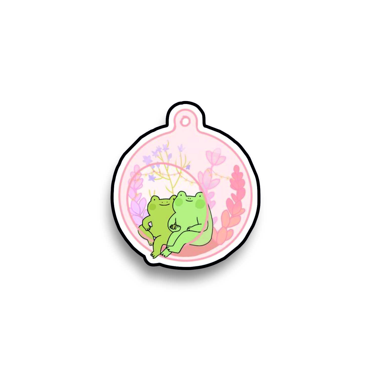 Insigna personalizata cu brosa Frog couple
