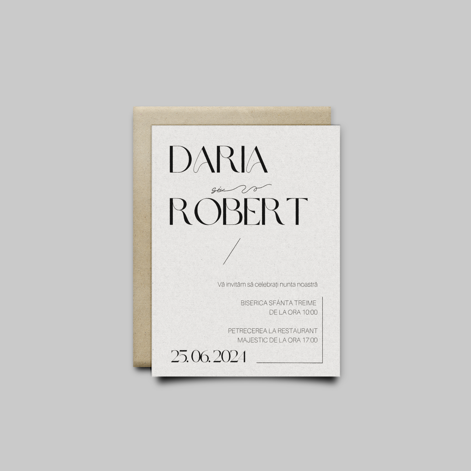 Invitatie nunta personalizata clasica Ivory Dream