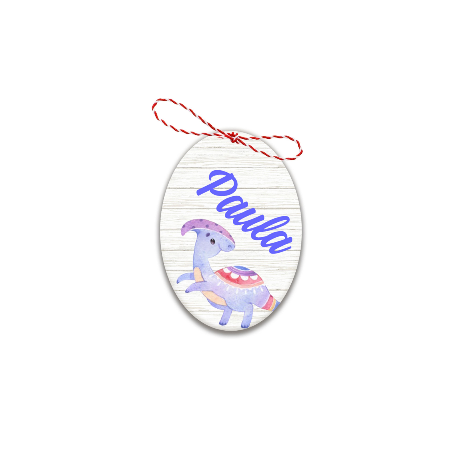 Martisor handmade cu nume dinozaur mov