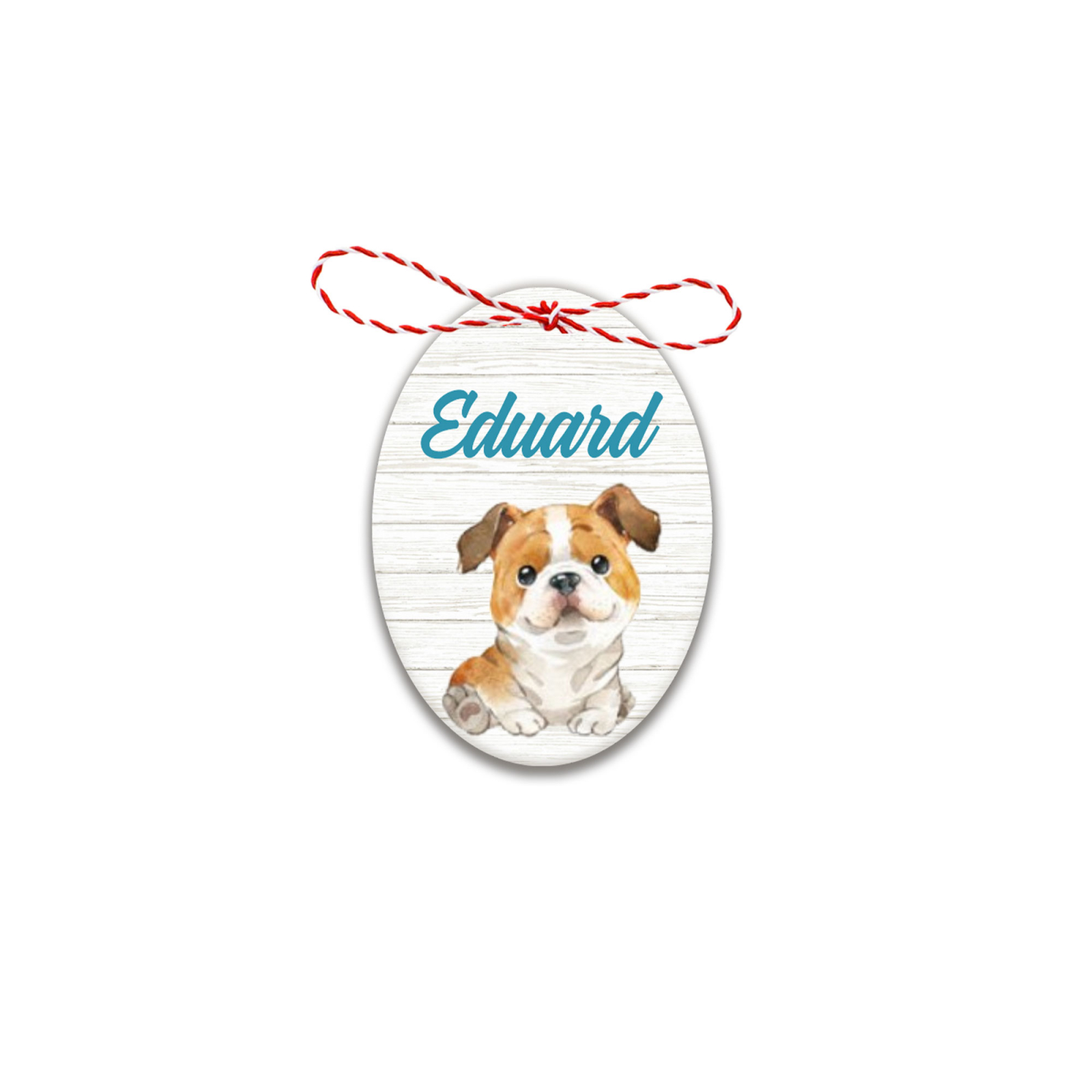 Martisor handmade cu nume catel bulldog