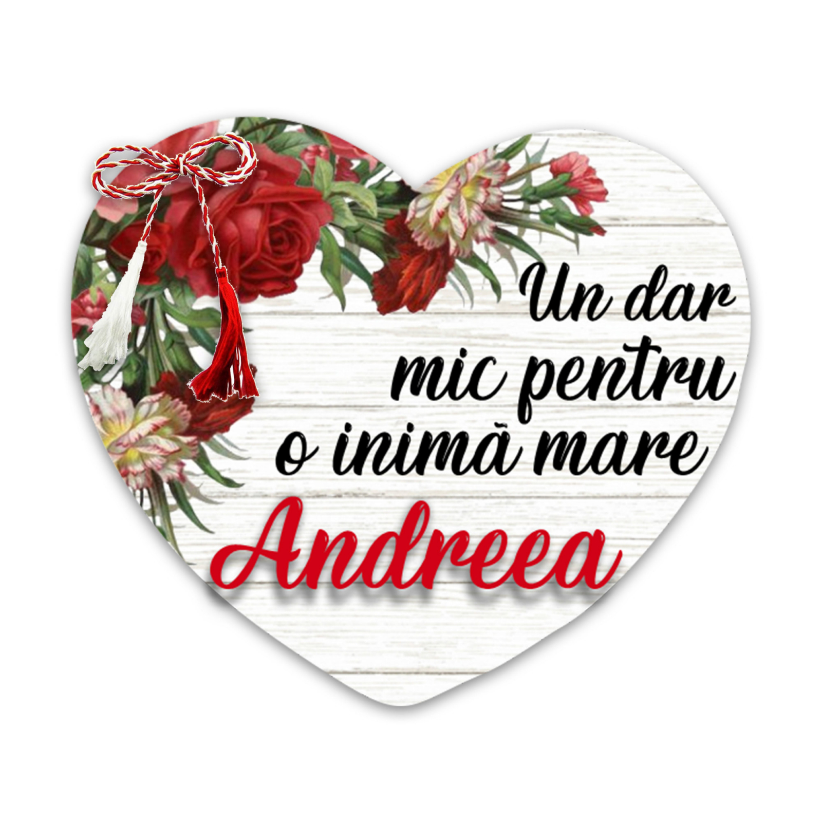Martisor handmade cu nume model trandafiri