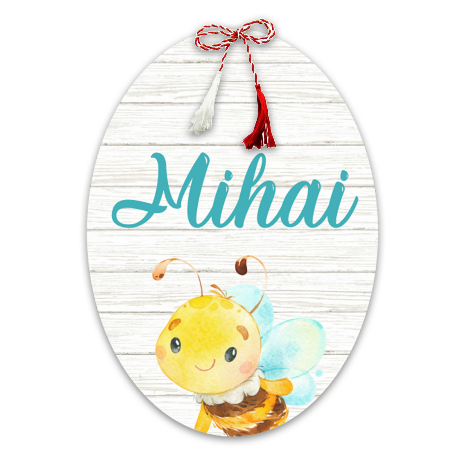 Martisor handmade cu nume model albinuta baiat