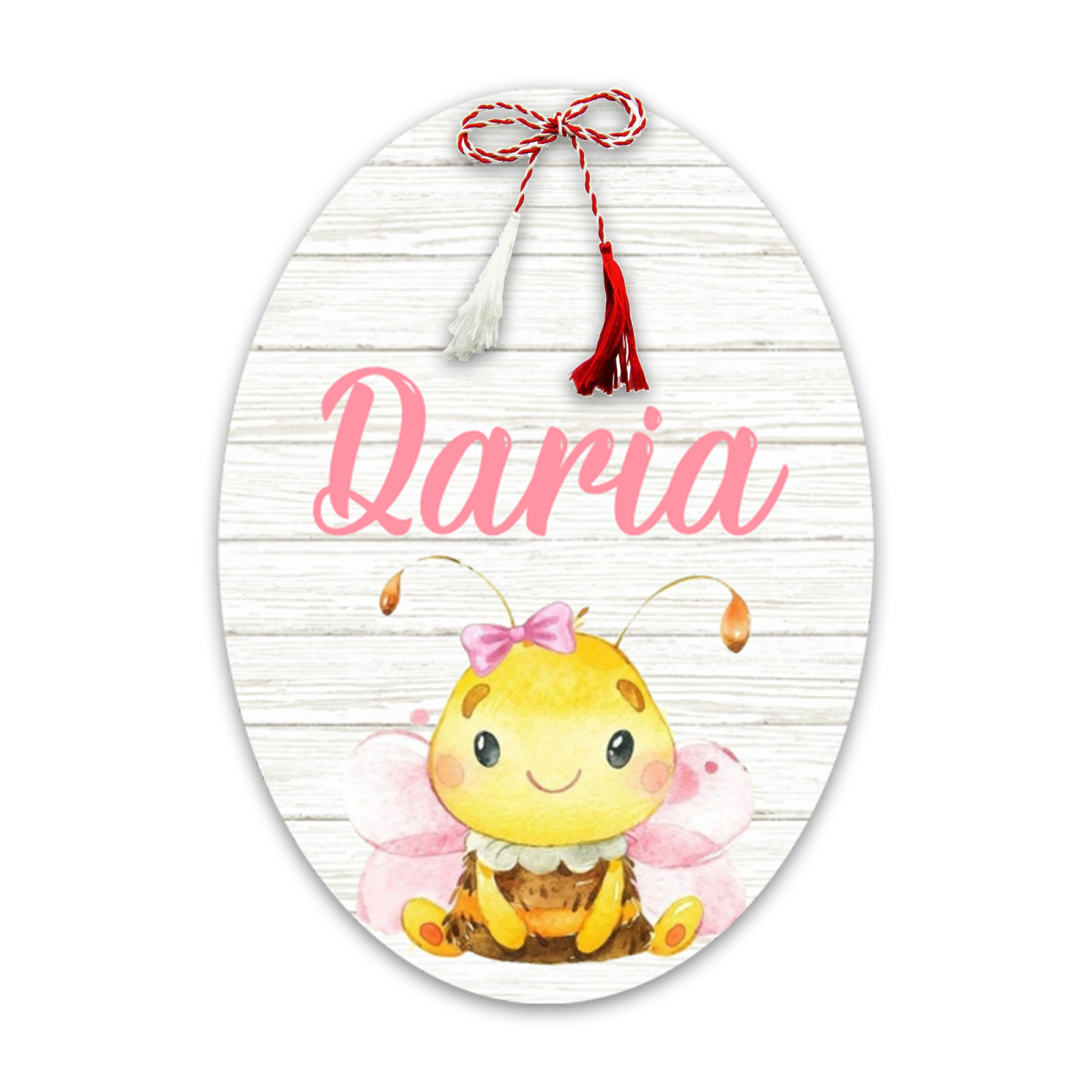 Martisor handmade cu nume model albinuta fetita