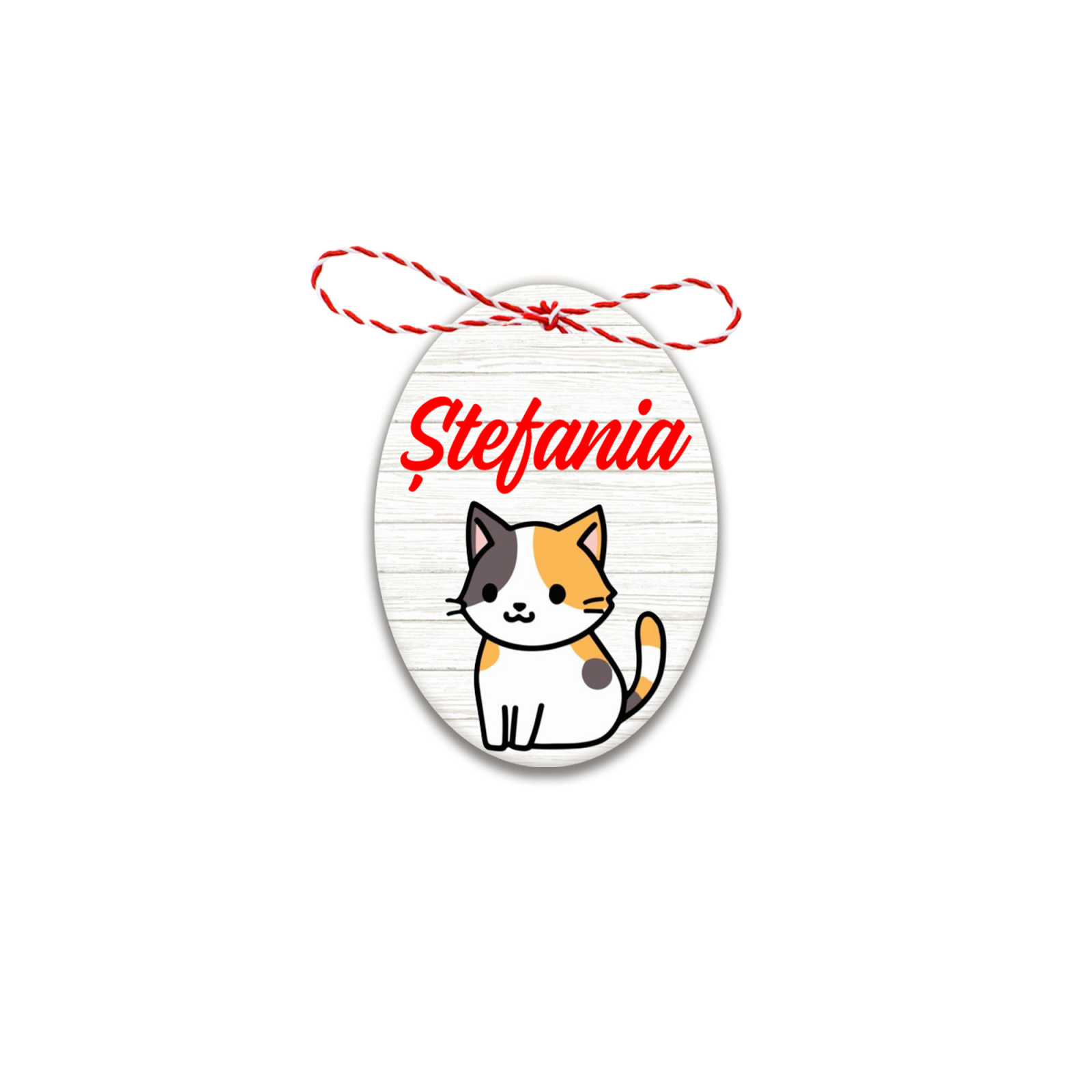 Martisor handmade cu nume pisica calico