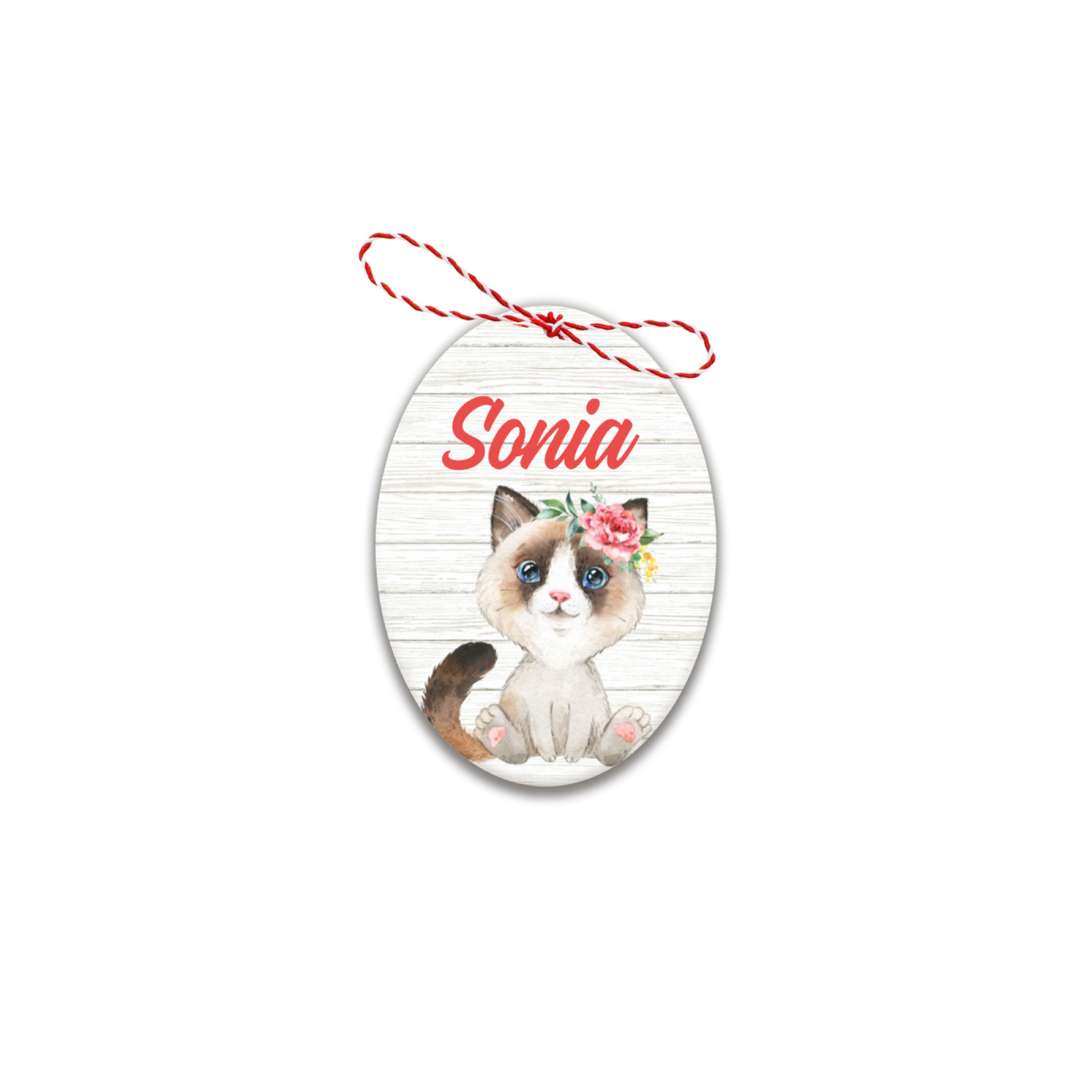 Martisor handmade cu nume pisica birmaneza