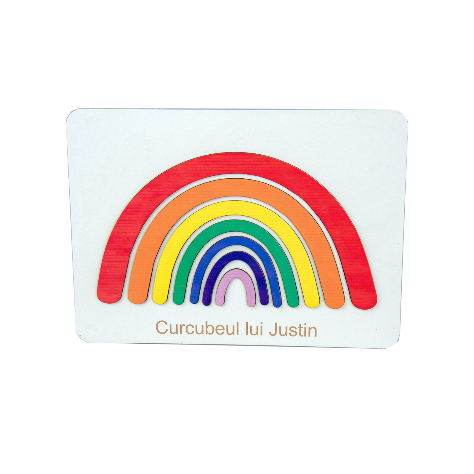 Puzzle personalizat din lemn Culorile Curcubeului 7 piese