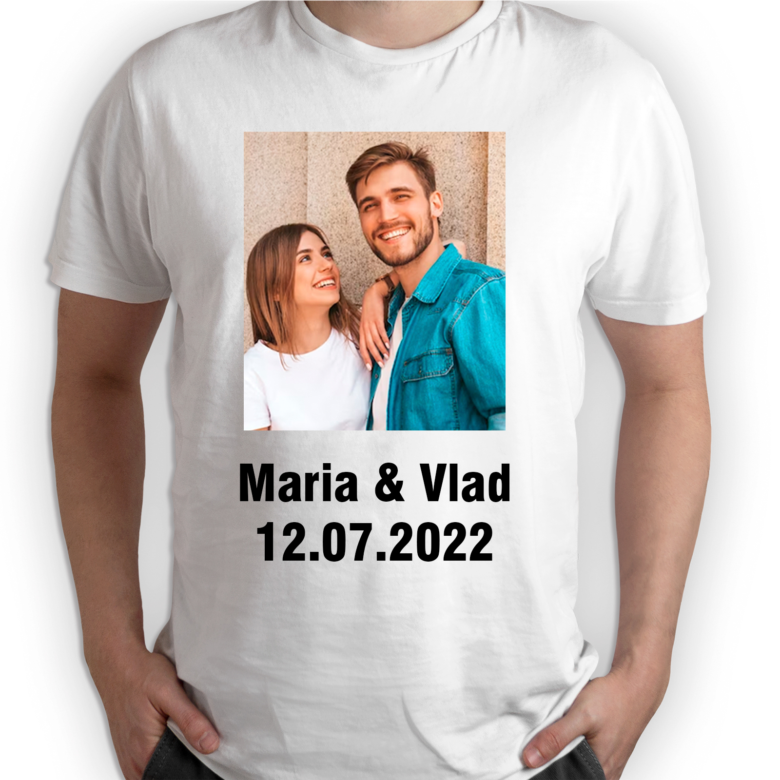 Tricouri personalizate cu poza si mesaj alb femei Pentru el, Alb