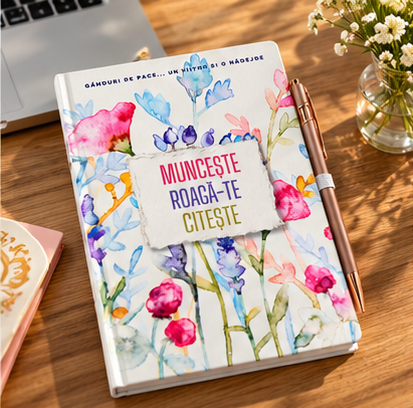 Agenda format A5 cu pix personalizata "Munceste, roaga-te, citeste!" [4]