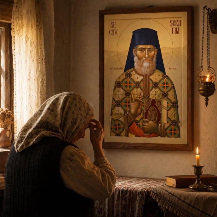 Icoană Sfântul Cuvios Serafim cel Răbdător de la Sâmbăta de Sus 20 decembrie [9]