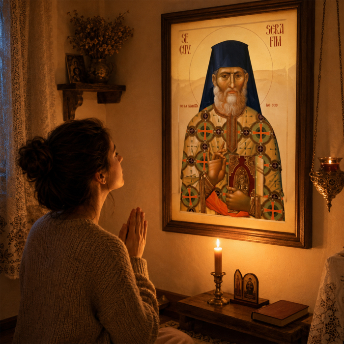 Icoană Sfântul Cuvios Serafim cel Răbdător de la Sâmbăta de Sus 20 decembrie [10]