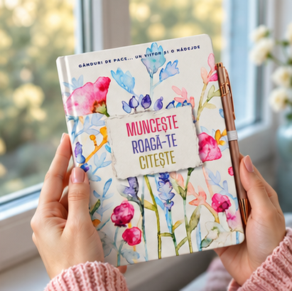 Agenda format A5 cu pix personalizata "Munceste, roaga-te, citeste!" [4]