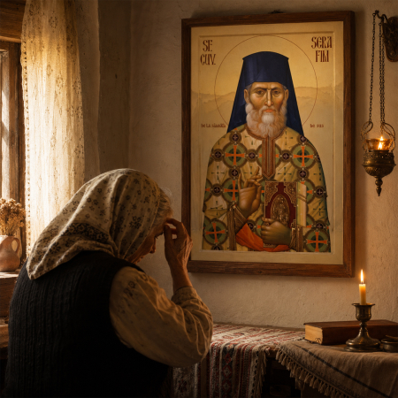 Icoană Sfântul Cuvios Serafim cel Răbdător de la Sâmbăta de Sus 20 decembrie [8]
