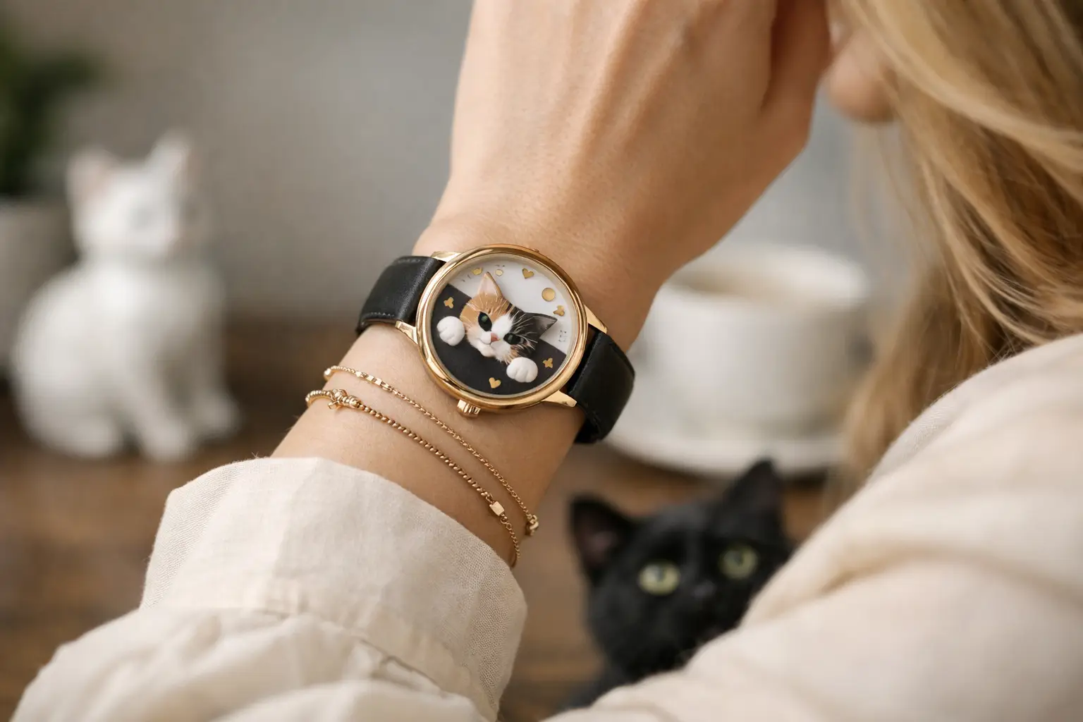 Ceasuri dama cu pisici care ies din tipar