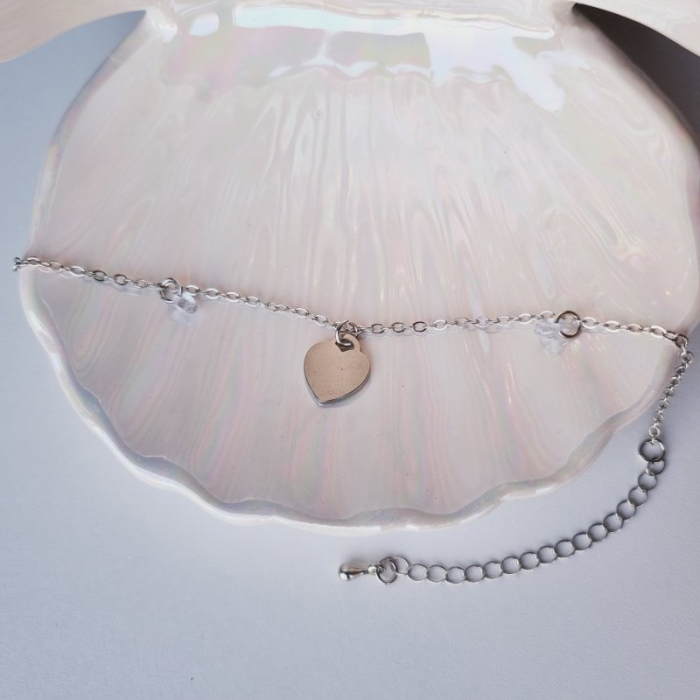 Brățară metalică argintie, 23cm, charm 10mm – Eleganță și rafinament [2]