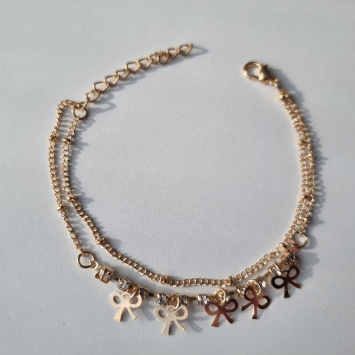 Brățară dama Aurie din metal cu charmuri Fundițe [3]