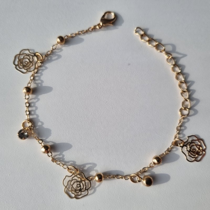 Bratara dama aurie cu charm trandafir [4]