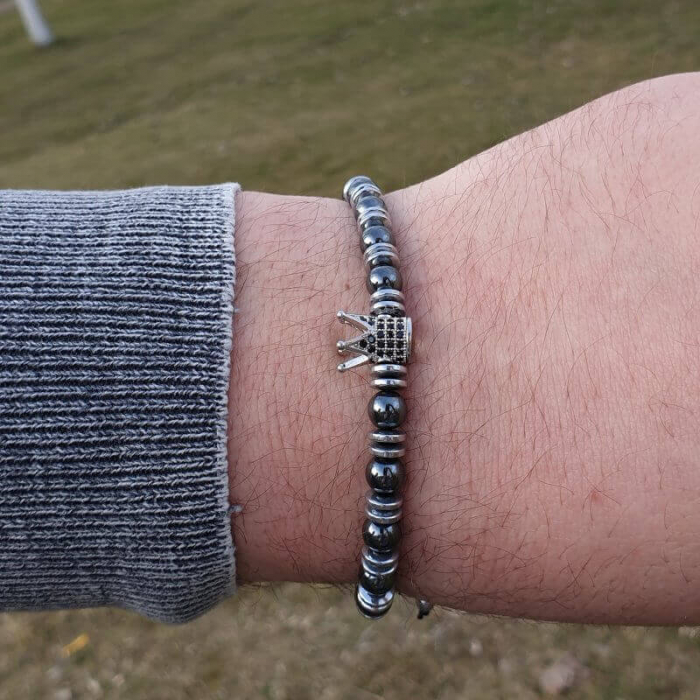 Bratara barbati, coroana, handmade din pietre semipretioase [2]