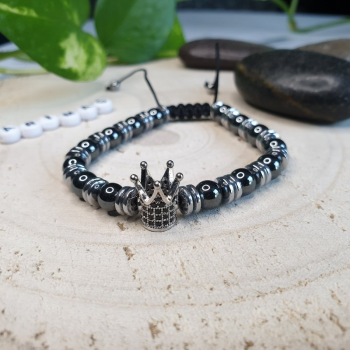 Bratara barbati, coroana, handmade din pietre semipretioase [4]