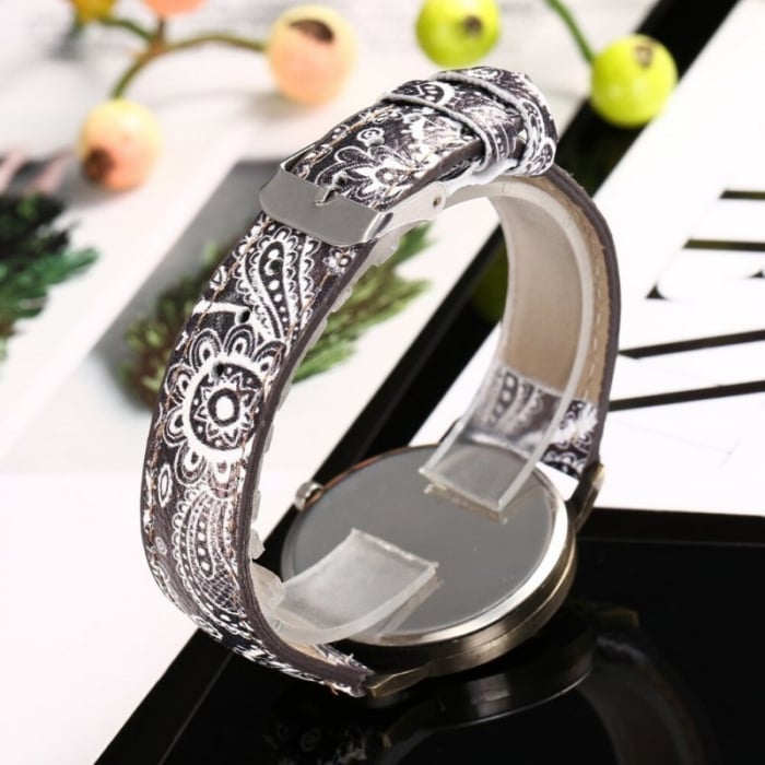 Ceas dama mozaic, curea imprimeu floral [3]