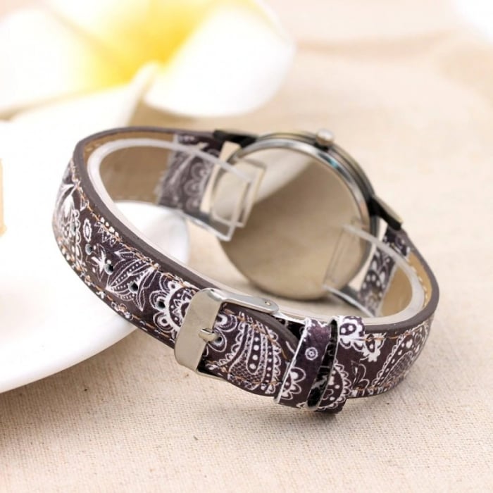 Ceas dama mozaic, curea imprimeu floral [5]