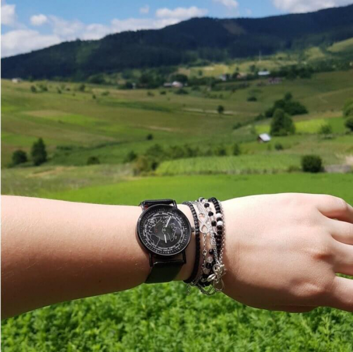 Ceas dama cu harta lumii si capitale cu secundar avion [3]