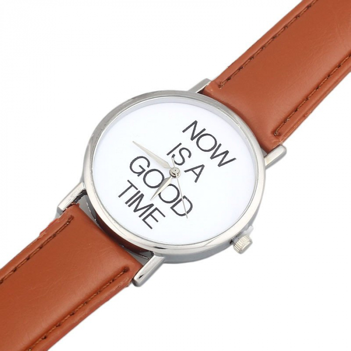 Ceas de mana cu mesaj motivational Now is a good time [3]