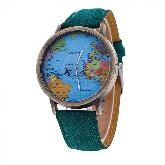 ceas unisex, travel the world, harta lumii si secundar avion [2]