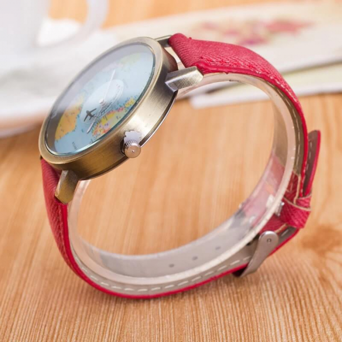 ceas unisex, travel the world, harta lumii si secundar avion [4]