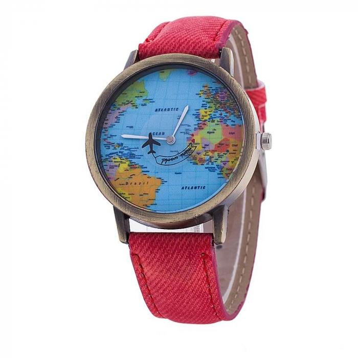 ceas unisex, travel the world, harta lumii si secundar avion [3]