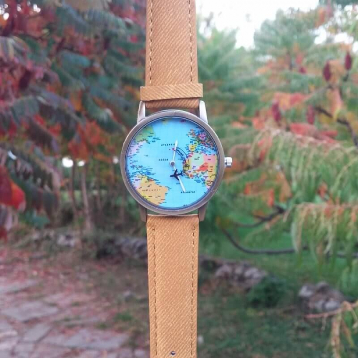 ceas unisex, travel the world, harta lumii si secundar avion [7]